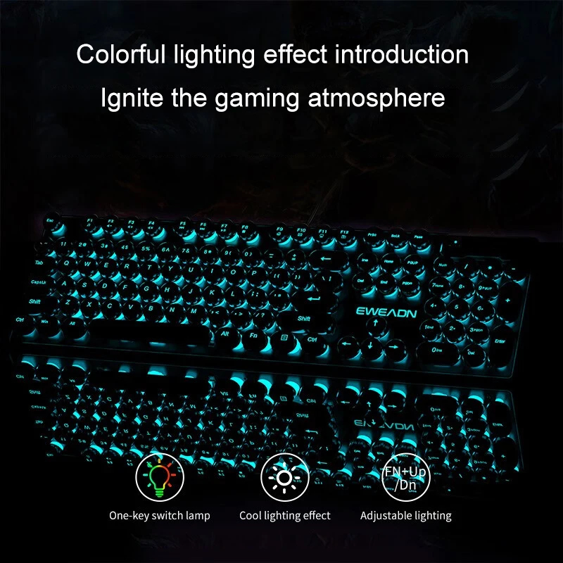 Retro Punk Mechanical Feel Key - Gaming Keyboard Mouse recension och pris