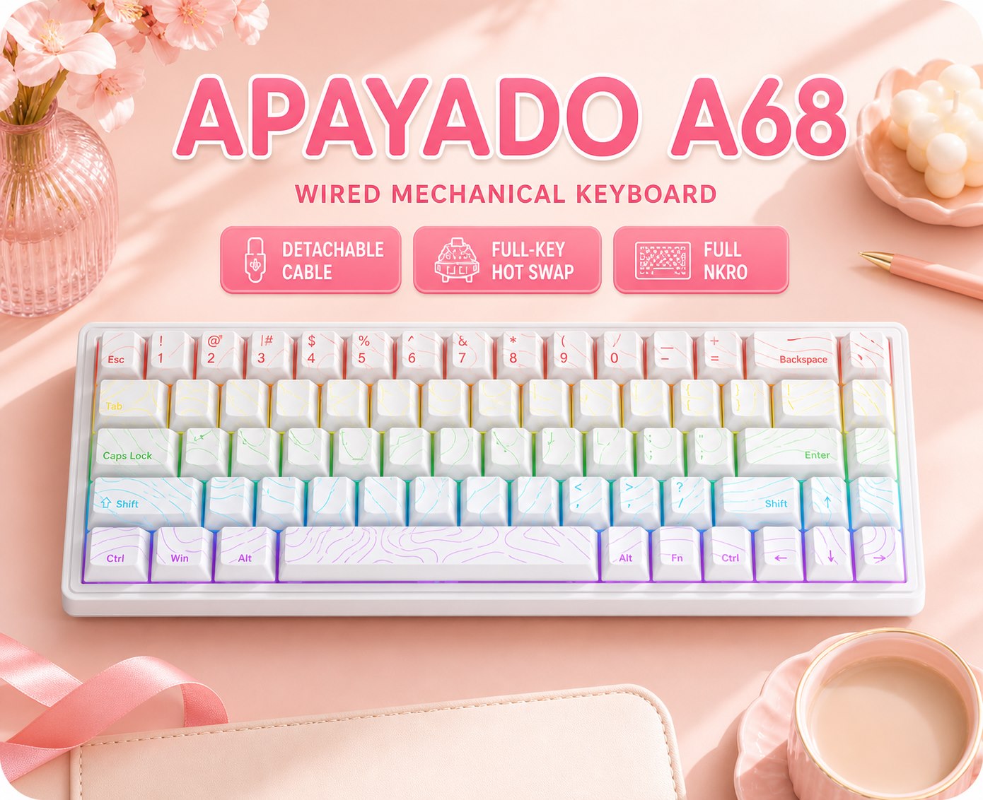 APAYADO A68 Wired Mechanical K - Keyboard Gaming Blue Switch recension och pris